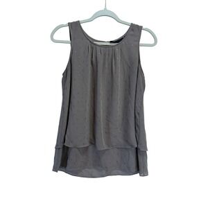 Apt 9 Womens Taupe Metallic Clip Dot Sleeveless Tiered Blouse Top Medium M